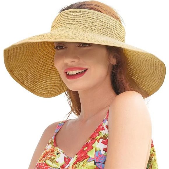 Accessories Sun Visors For Women Wide Brim Straw Hat Beige Poshmark